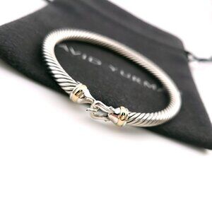 David Yurman Sterling Silver & 18k Gold 5mm Classic Cable Buckle Bracelet 6.5 in